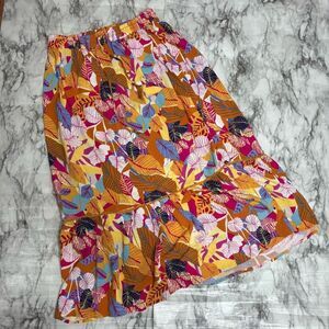 C&C California Floral Tropical MIDI Skirt size small pink yellow vacation boho